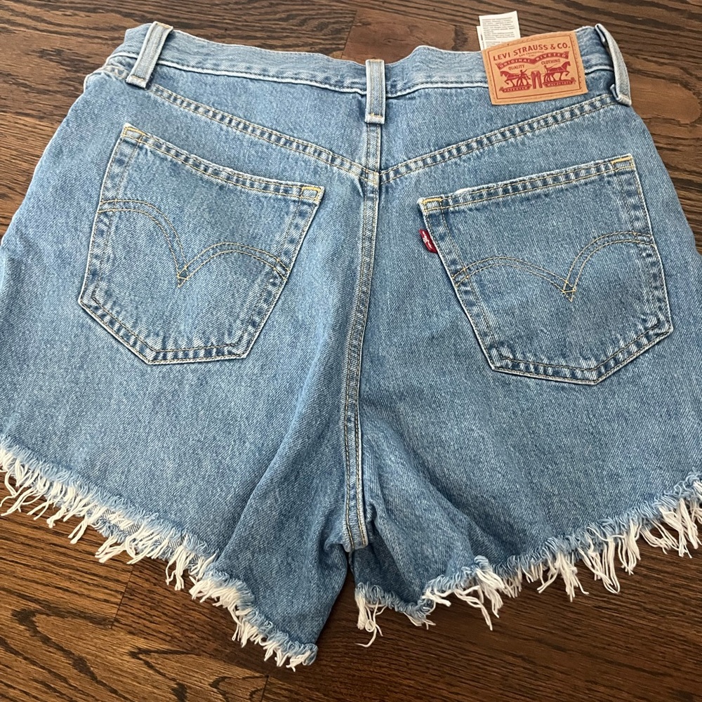Levi's Women's Light Blue Frayed Jean Shorts